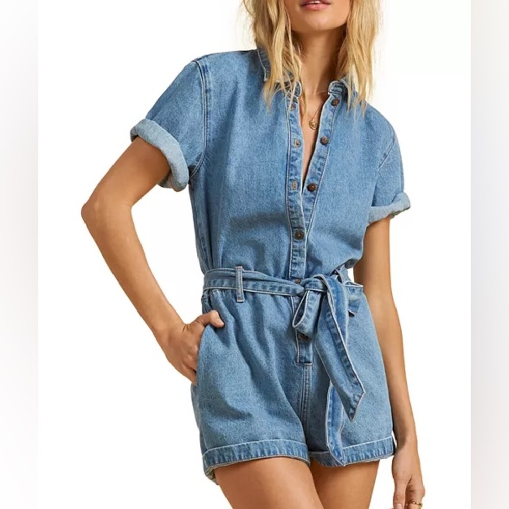 Billabong x salty blonde denim romper